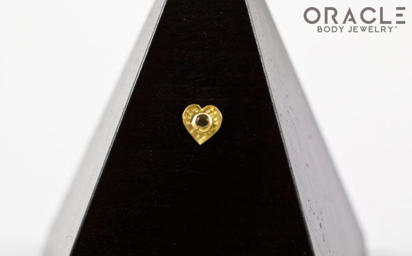 14k Hammered Heart with Smoky Quartz Threadless Gold End