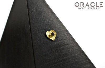 14k Hammered Heart with Smoky Quartz Threadless Gold End