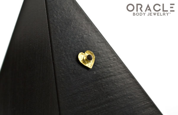 14k Hammered Heart with Smoky Quartz Threadless Gold End