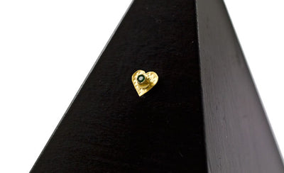 14k Hammered Heart with Tsavorite Threadless Gold End