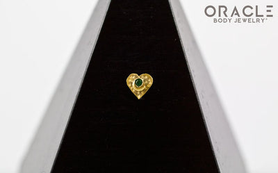 14k Hammered Heart with Tsavorite Threadless Gold End