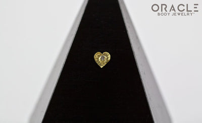 14k Hammered Heart with Diamond Threadless Gold End
