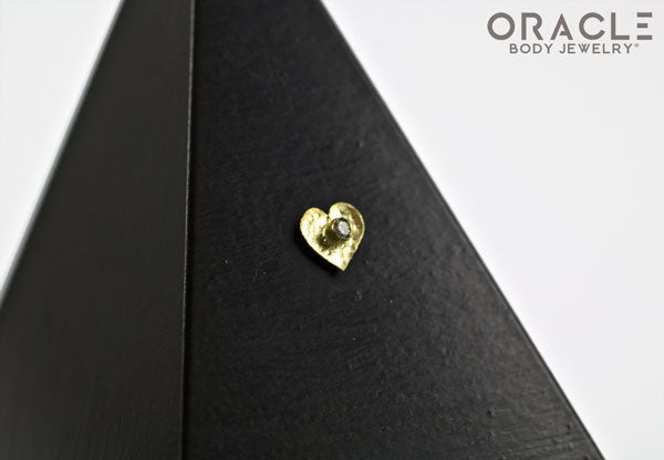 14k Hammered Heart with Diamond Threadless Gold End