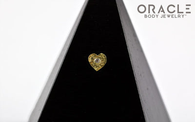 14k Hammered Heart with Diamond Threadless Gold End