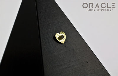 14k Hammered Heart with Diamond Threadless Gold End