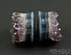 1-1/8" (28mm) Double Flare Druzy Rough Amethyst Plugs
