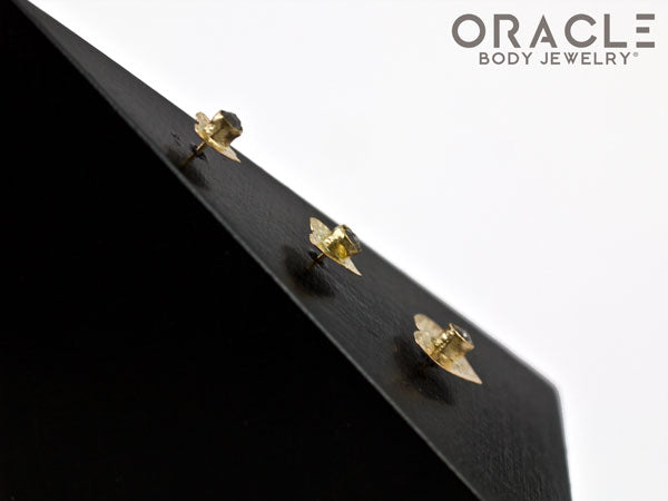 14k Hammered Heart with Rough Diamond Threadless Gold End