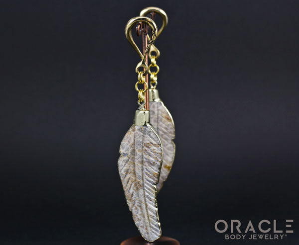Crossover with Gold Capped Fossilized Coral Feathers