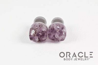 00g (9.5mm-10mm) Druzy Rough Amethyst Single Flare Plugs