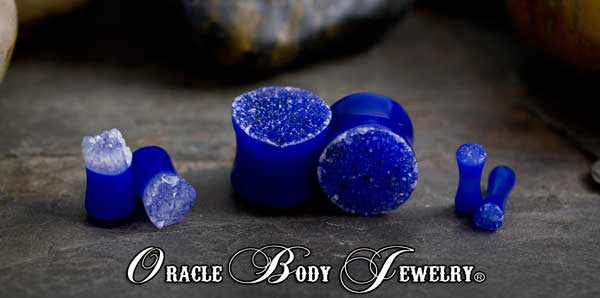 Blue Agate Geode Plugs