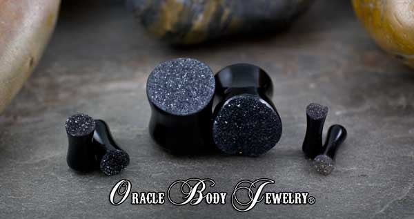 Black Agate Geode Plugs