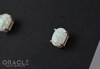 Sterling Silver Synthetic White Opal Earrings