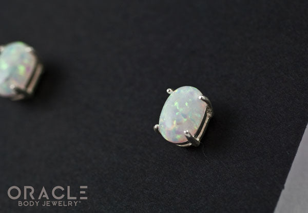 Sterling Silver Synthetic White Opal Earrings
