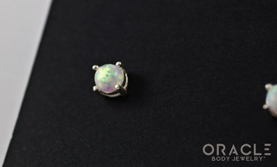 Sterling Silver Synthetic White Opal Earrings