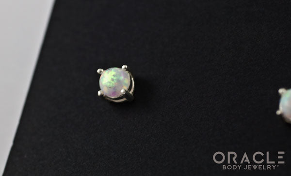 Sterling Silver Synthetic White Opal Earrings