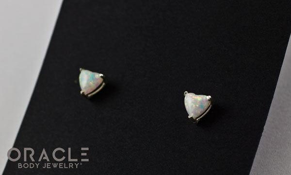 Sterling Silver Synthetic White Opal Earrings