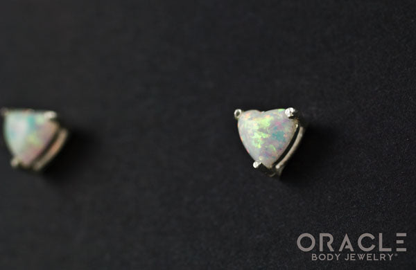 Sterling Silver Synthetic White Opal Earrings