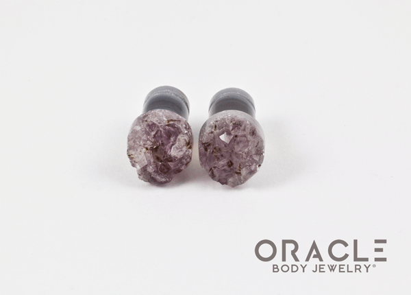 0g (8mm) Druzy Rough Amethyst Single Flare Plugs