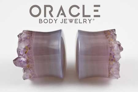 7/8" (22mm) Druzy Rough Amethyst Double Flare Plugs