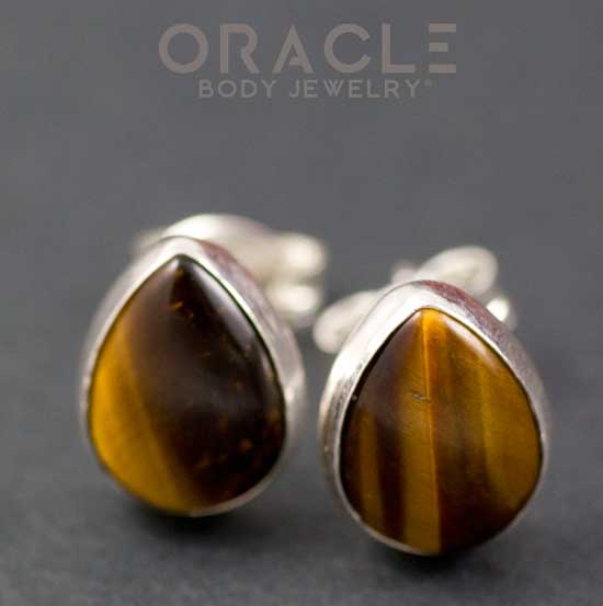 Sterling Silver Yellow Tiger Eye Earrings