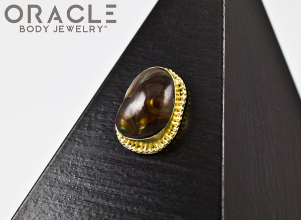 14k Fire Agate Threadless Gold End