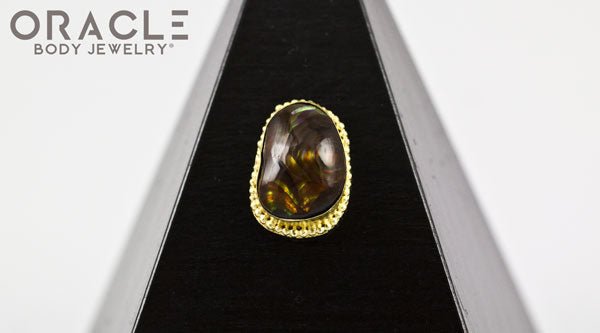 14k Fire Agate Threadless Gold End