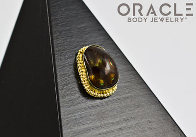 14k Fire Agate Threadless Gold End