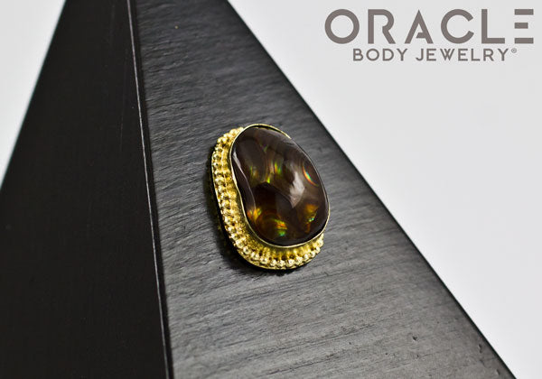 14k Fire Agate Threadless Gold End