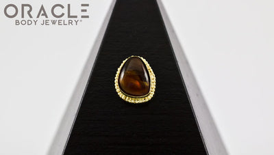 14k Fire Agate Threadless Gold End