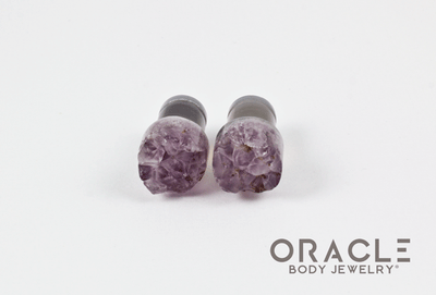 0g (8mm) Druzy Rough Amethyst Single Flare Plugs