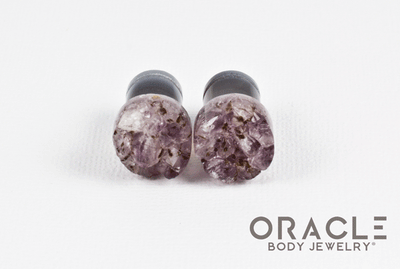00g (9.5mm-10mm) Druzy Rough Amethyst Single Flare Plugs