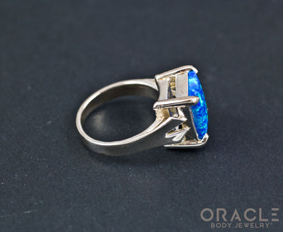 Sterling Silver Synthetic Opal Ring Size 7.5