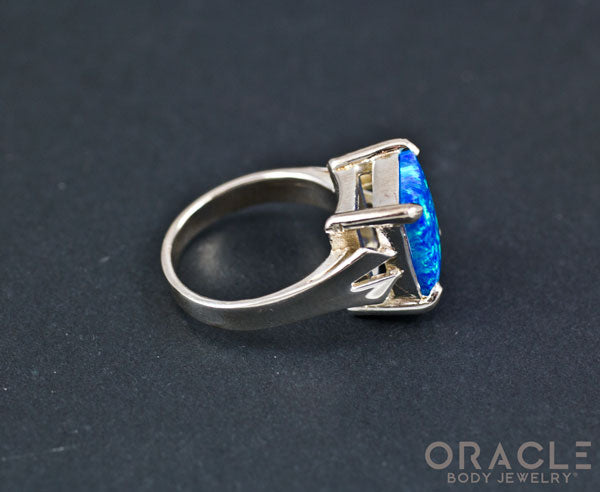 Sterling Silver Synthetic Opal Ring Size 7.5
