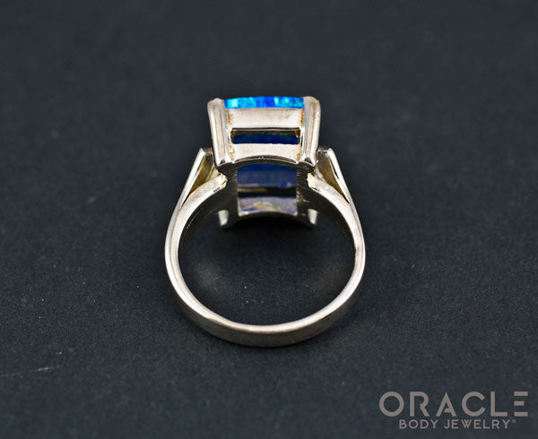 Sterling Silver Synthetic Opal Ring Size 7.5