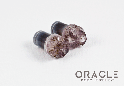 00g (9.5mm-10mm) Druzy Rough Amethyst Single Flare Plugs