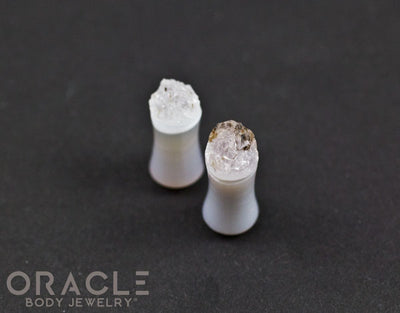 2g (6.5mm) Double Flare Druzy Rough Amethyst Plugs