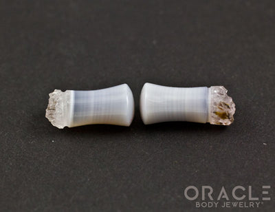 2g (6.5mm) Double Flare Druzy Rough Amethyst Plugs