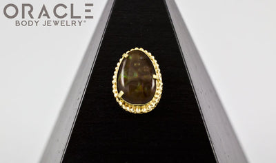 14k Fire Agate Threadless Gold End
