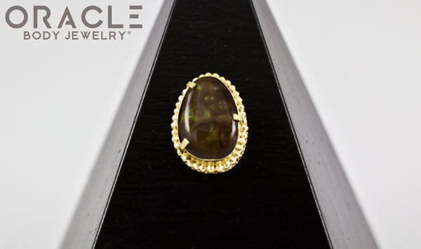 14k Fire Agate Threadless Gold End