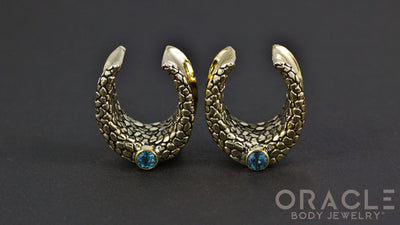 3/4" (19mm) Brass Saddles with Nugget Texture and Swiss Topaz