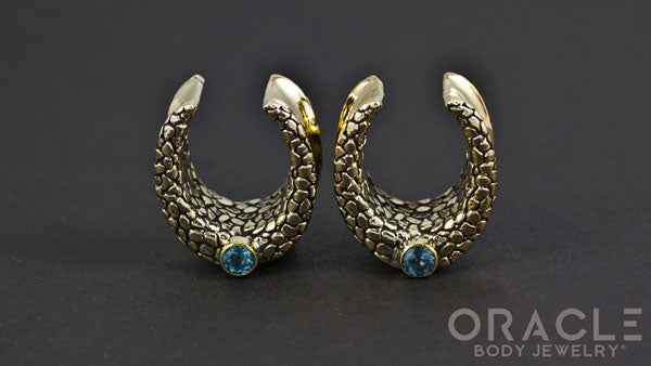 3/4" (19mm) Brass Saddles with Nugget Texture and Swiss Topaz