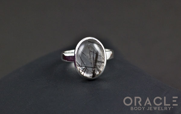 Sterling Silver ring with Tourmalated Quartz Size 7