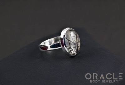 Sterling Silver ring with Tourmalated Quartz Size 7