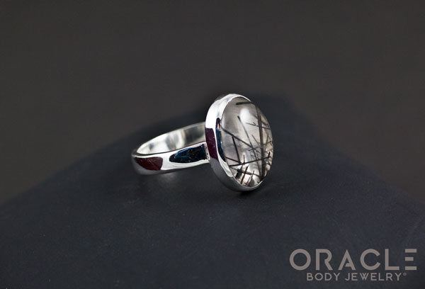 Sterling Silver ring with Tourmalated Quartz Size 7