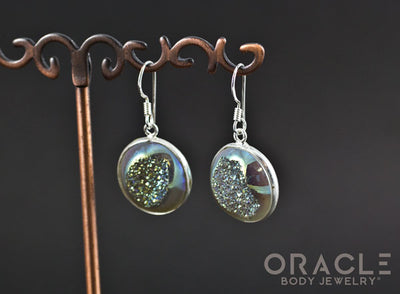 Sterling Silver Titanium Coated Druzy Earrings