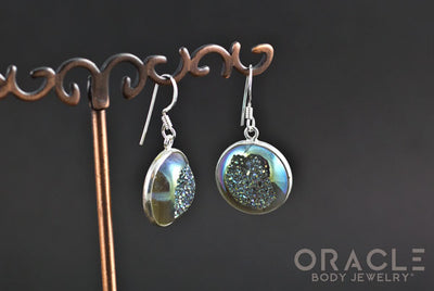 Sterling Silver Titanium Coated Druzy Earrings