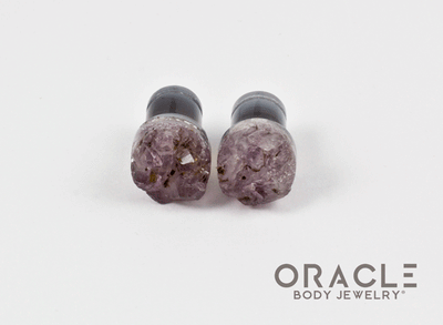 0g (8mm) Druzy Rough Amethyst Single Flare Plugs