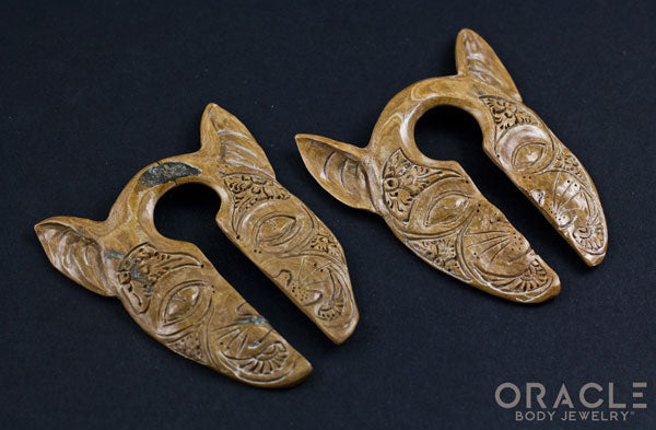 3/4" (19mm) Fossilized Mammoth Ivory Split Sphynx Hangers
