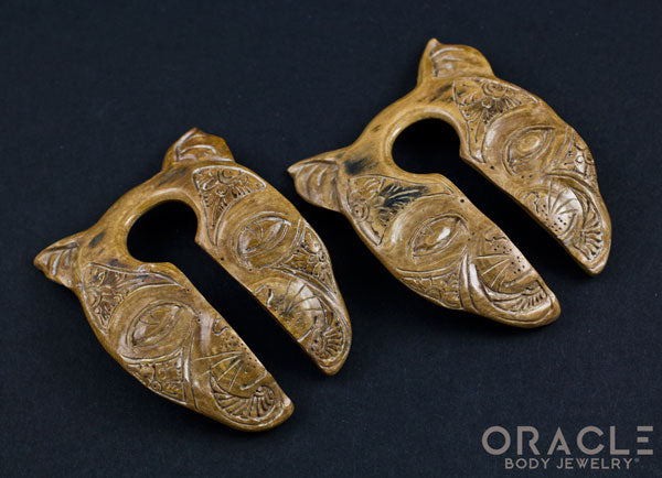 7/8" (22mm) Fossilized Mammoth Ivory Split Sphynx Weights