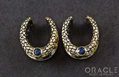 3/4" (19mm) Brass Saddles with Nugget Texture and London Blue Topaz